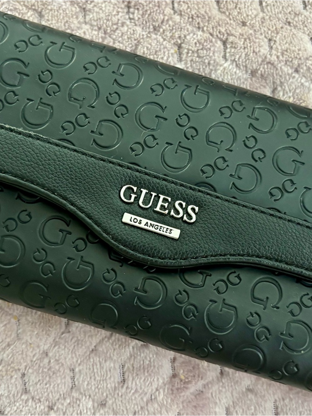 GUESS Los Angeles Black Embossed Logo Continental Wallet